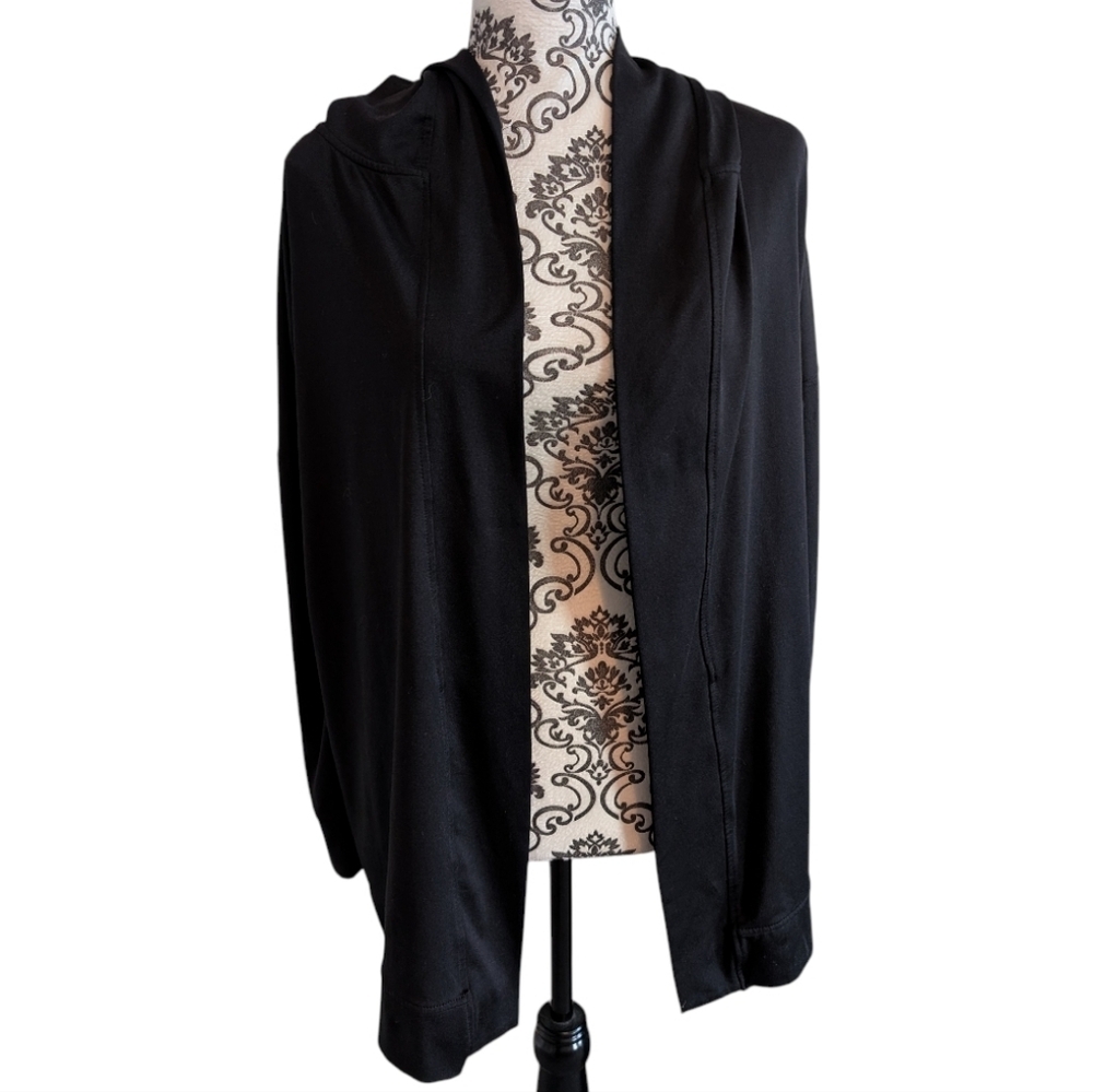 Roots Lightweight Cardigan Women Small Black Open Front Layering - Picture 2 of 14